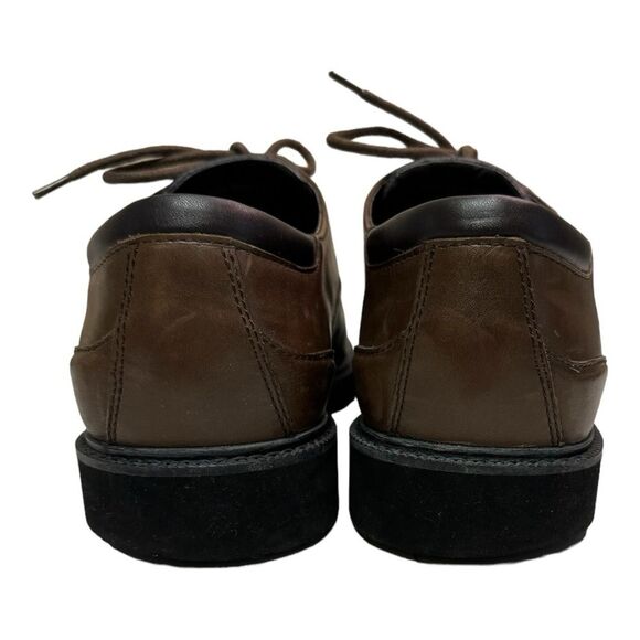 Brown Leather Dress Shoes Lace Up Oxford Classic Casual Men's - Picture 3 of 11